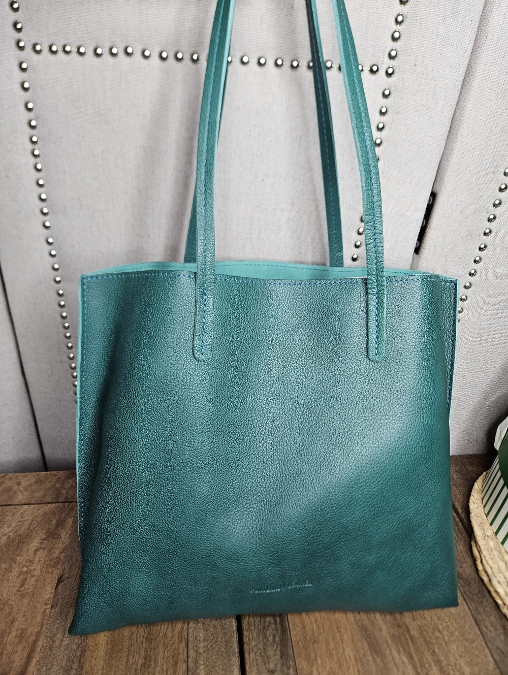 Portland Leather Goods Large August Tote Seaglass Blue
